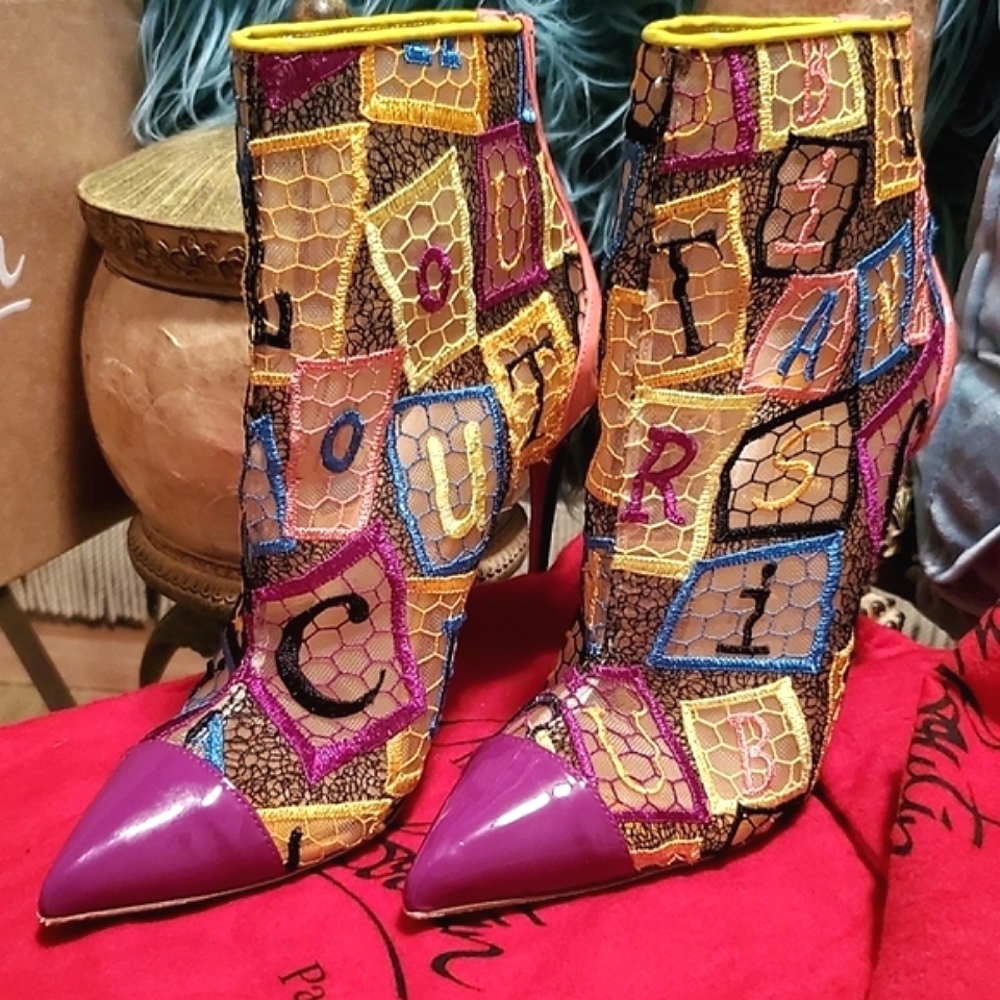 ✅️RARE⚜️Christian Louboutin 💜😻Gipsybootie SPC 100mm Stilettos - Picture 4 of 16